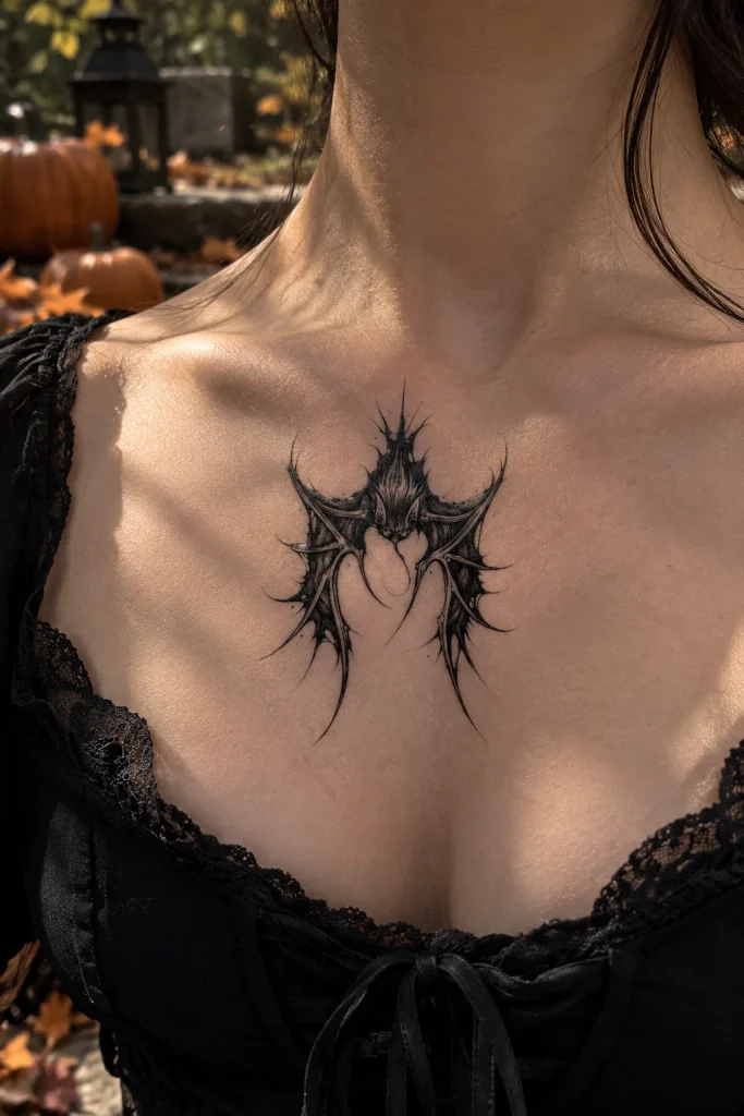 Fine-Line Bat Tattoo