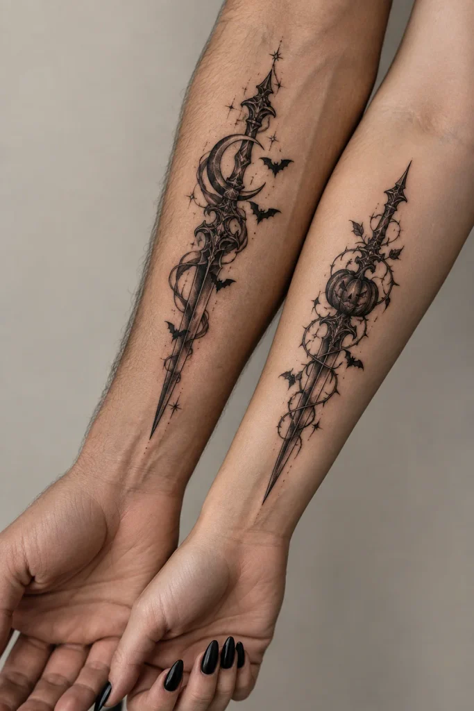 Matching Couple Halloween Tattoo