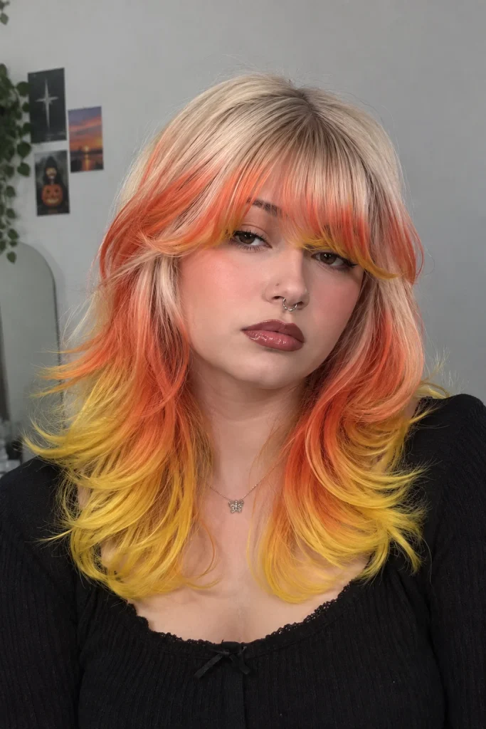 Candy Corn Layered Hair