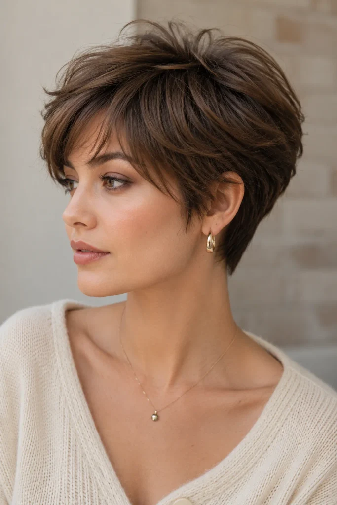 Feathered Feminine Pixie hair