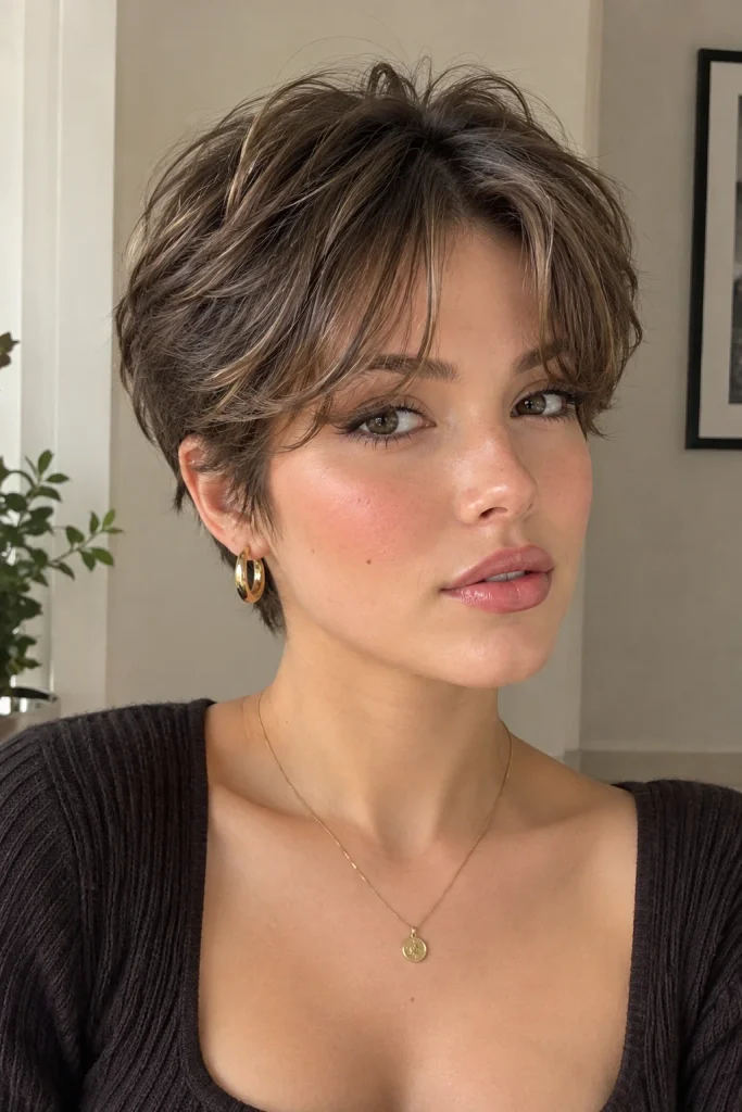Pixie Cut with Curtain Bangs hair